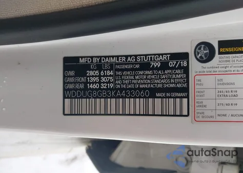 2019 Mercedes-Benz S 560 4Matic z USA, uszkodzony, nr VIN WDDUG8GB3KA433060